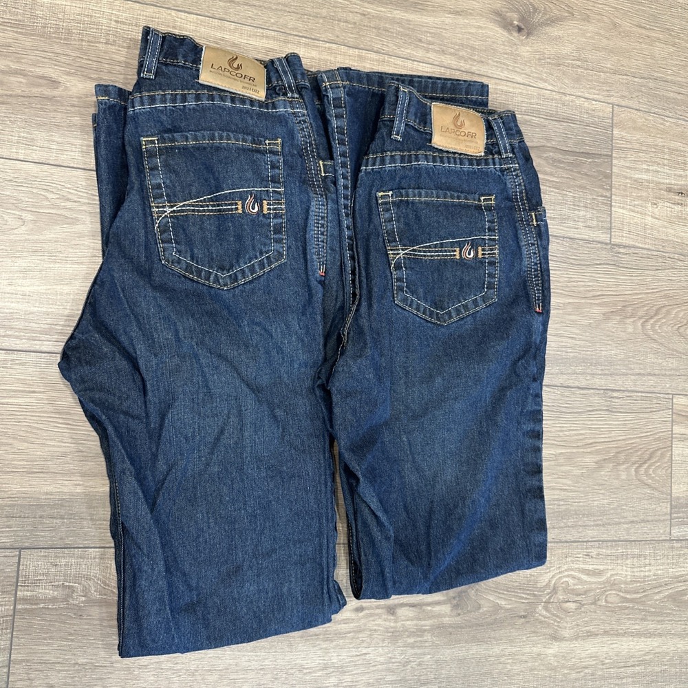 2 Lot Lapco FR Men Jeans 31x36 Blue Denim Straight Leg Flame Resistant 2112 CAT2